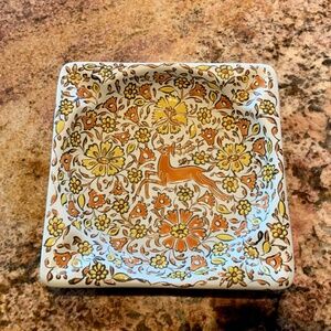 Vintage Plate/Ashtray from the 1960's, with Leaping Deer, Hand Made by Keramikos
